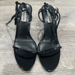 Steve Madden Glossy Black Strappy Heels